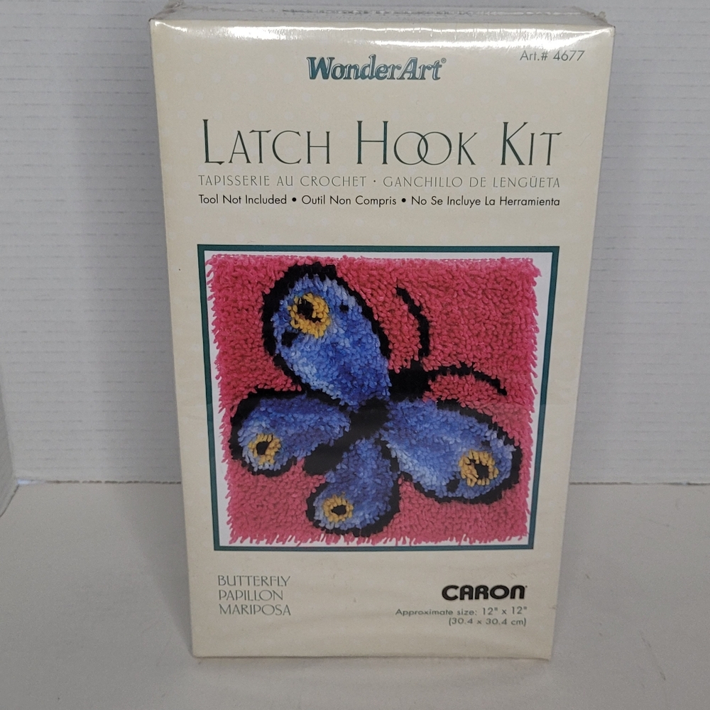 Vintage Caron Wonder Art Latch Hook Kit Butterfly Pattern NEW